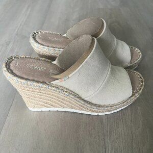 New Toms Womens Monica Mule Rope Wrap Wedge Sz 7.5 Casual Resortwear Comfort